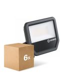 Mehrfachpackung 6x Ledvance LED-Scheinwerfer Aluminium Schwarz 41W 5500lm 100D - 830 Warmweiß | IP66 - Symmetrisch