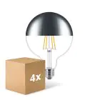 Mehrfachpackung 4x Philips Classic LED Globe E27 Fadenlampe Spiegel Klar 120mm 7.2W 650lm - 827 Extra Warmweiß | Dimmbar - Ersatz Für 60W