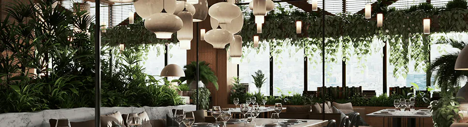 Zonenbeleuchtung in einem Restaurant 